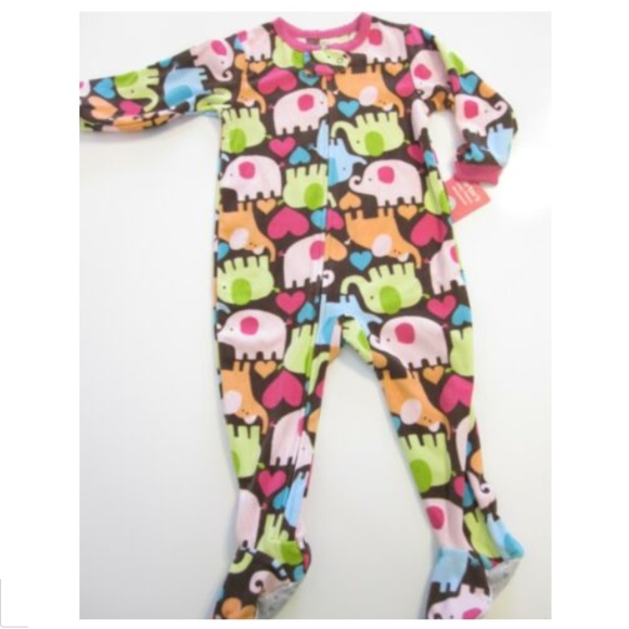 Carter's Fleece Pajama Sleeper Girl Size 24 Mo Elephants - Picture 1 of 2